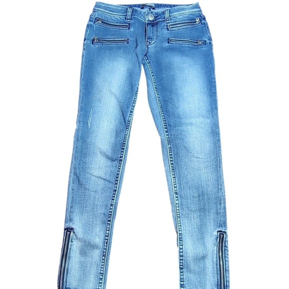 Bebock‎ for Express Women Blue Wash Zipper Detail Ankle Zip Jeans 4 Y2K